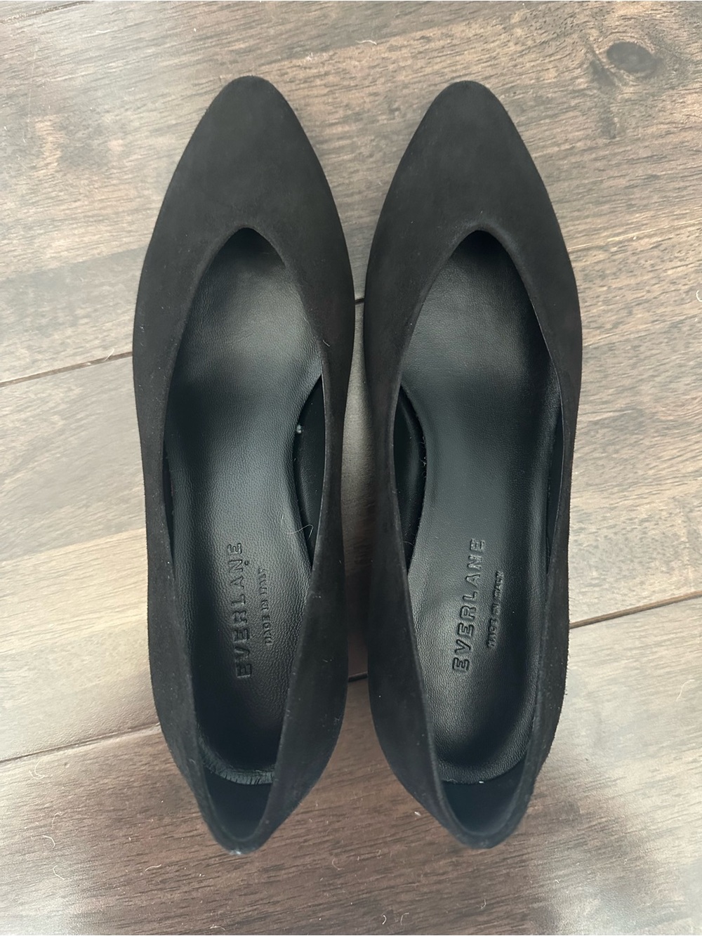 Everlane Black Pointed Toe Suede Flats - Picture 2 of 6
